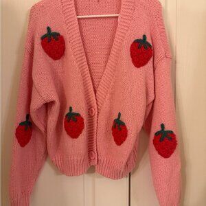 Fashion Nova Pink Strawberry Cardigan